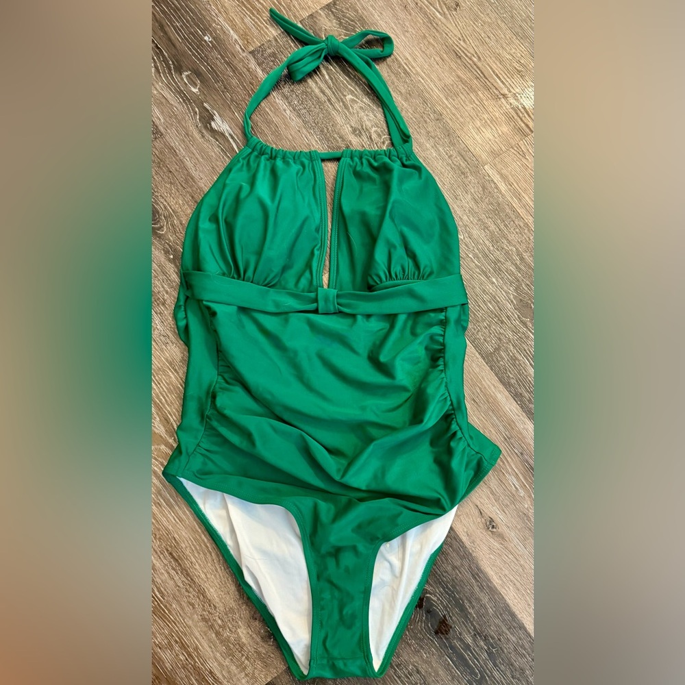 Green one piece bathing suit